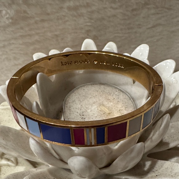 Kate Spade Gold Bangle with Blue and Red Accents
